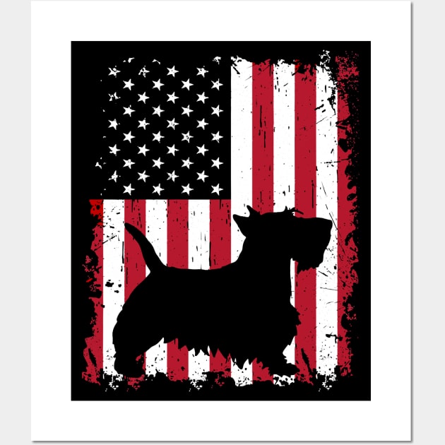 Dog Scottish Terrier Dog USA Flag Patriotic 4th of July 722 paws Wall Art by Olegpavlovmmo